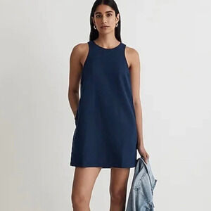 New Madewell Cutaway Tank Mini Dress Blue Size Large